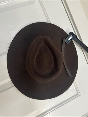 Women’s Brown Felt Wide-Brim Hat